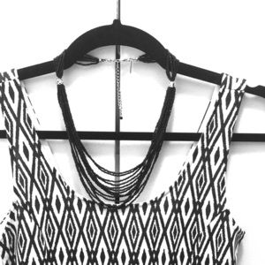 Black multistrand beaded necklace